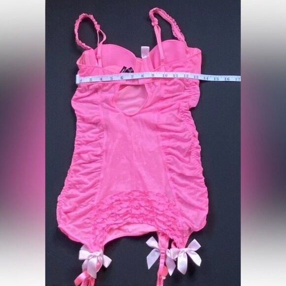 Victoria Secret Sexy Little Things Pink Garter Slip Bows 34C Underwire N… - Picture 6 of 12